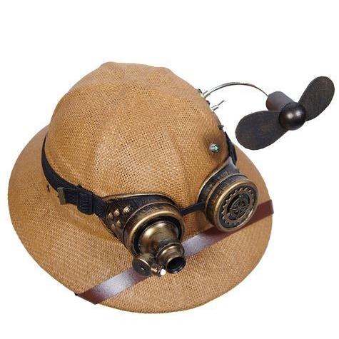 ロリータ服 ロリータファッション スチームパンクゴーグル付きストローハット 帽子 steampunk 草編み フリーサイズ 春夏 ゴスロリ ロリータフの画像