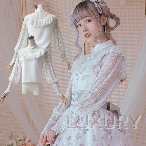 ロリータ ブラウス ホワイト レース レーシィ ハイネック 春夏 華ロリ チャイナ風 かわいい ガーリー フェミニン 上品 お呼ばれ インナー レイヤード 長袖 パフ Loli2313 Luxury ラグジュアリ 通販 Yahoo ショッピング