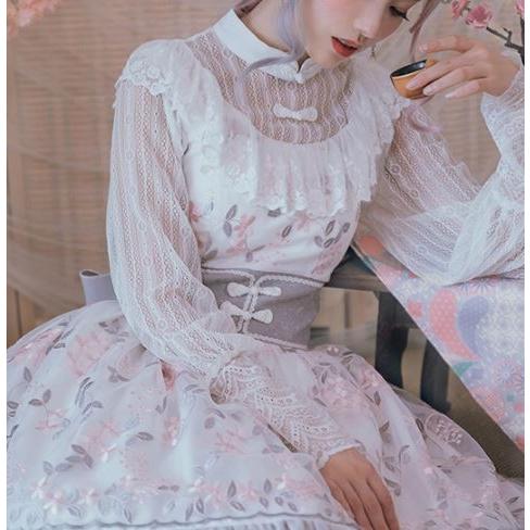 現品限り】ロリータ服 ジャンスカ ホワイト 華ロリ コルセット ベルト 