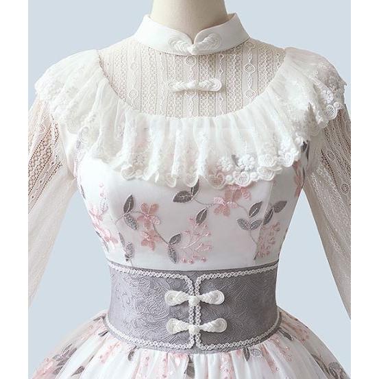 現品限り】ロリータ服 ジャンスカ ホワイト 華ロリ コルセット ベルト 