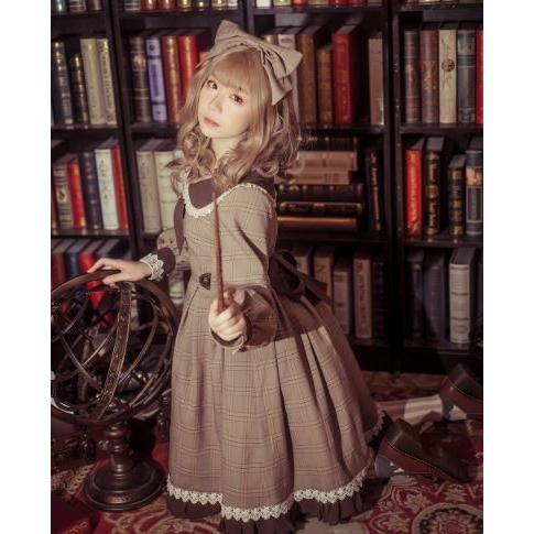 ロリータ ワンピース2色 ワンピ クラシカル グレー ブラウン チェック フリル レース リボン ミディアム ひざ丈 長袖 パフスリーブ 春物 丸襟 大きいサイズ サイ Loli2339 Luxury ラグジュアリ 通販 Yahoo ショッピング