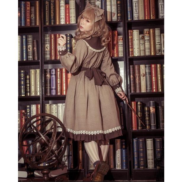 ロリータ ワンピース2色 ワンピ クラシカル グレー ブラウン チェック フリル レース リボン ミディアム ひざ丈 長袖 パフスリーブ 春物 丸襟 大きいサイズ サイ Loli2339 Luxury ラグジュアリ 通販 Yahoo ショッピング