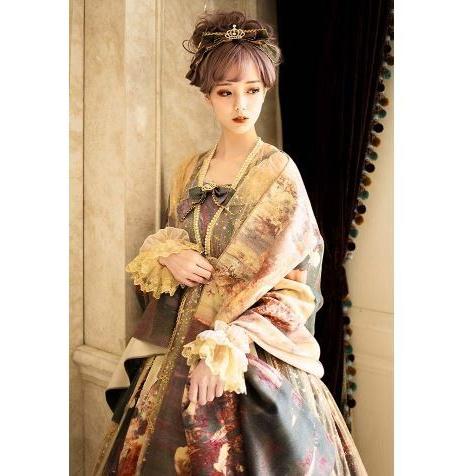 ロリータ Jsk クラシカル パーティー ジャンスカ Lolita Jsk ドレス ゴシック ロリータ服 ワンピース マルチ プリント 総柄 プリント Aライン レトロ フレア ミディアム クラシカル ひざ下丈 Loli2635 Luxury ラグジュアリ 内祝い