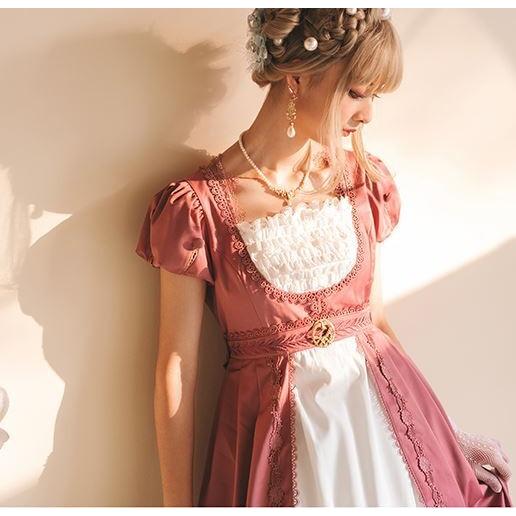 ロリータ服 リース ワンピース3色 春夏 ロング マキシ ドレス