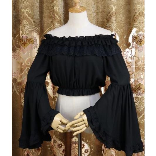 ロリータ ショート丈 姫袖 オフショル ブラウス 2色 春夏 ブラック ホワイト ショート丈 フリーサイズ ボリューム袖 袖コンシャス シフォン ふんわり かわいい Loli2758 Luxury ラグジュアリ 通販 Yahoo ショッピング