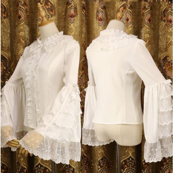 ロリータ ドット レース 姫袖 フリル ブラウス 2色 春夏 ホワイト ブラック 甘ロリ ハイネック かわいい 大きいサイズ サイズ豊富 シフォン 長袖 ボリューム袖 Loli2760 Luxury ラグジュアリ 通販 Yahoo ショッピング