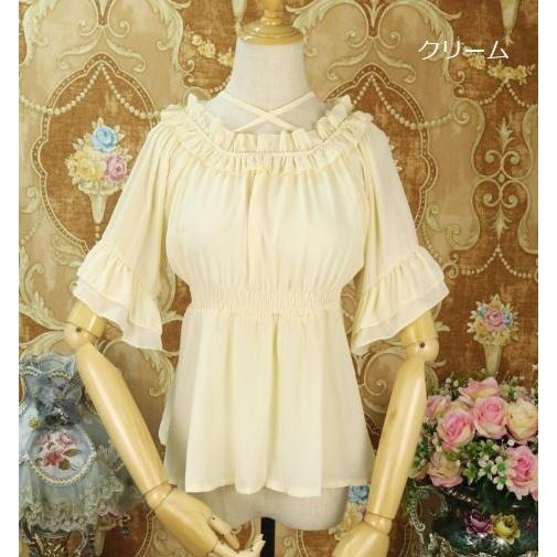 一部即納】ロリータ服 クロス ストラップ ブラウス 3色 甘ロリ