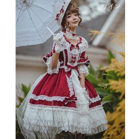 ロリータ ５分袖 姫袖 ロココ ワンピース 姫ロリ クラシカルロリータ クラロリ レースアップ 編み上げ リボン フリル たっぷりフリル ワンピース Loli2992 Luxury ラグジュアリ 通販 Yahoo ショッピング
