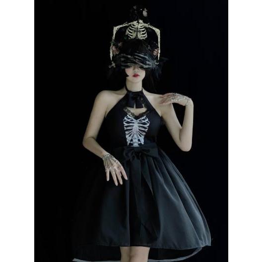 ロリータワンピース ロリータドレス ロリータファッション ゴスロリファッション ゴスロリ ゴシック セミロリータ ワンピース キャミワンピ 無地 骸骨 ガイコツ Loli3135 Luxury ラグジュアリ 通販 Yahoo ショッピング