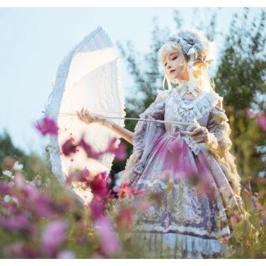 ロリータ服 ジャンスカ2色 秋冬 ドレス ふんわり ミディアム丈 リボン