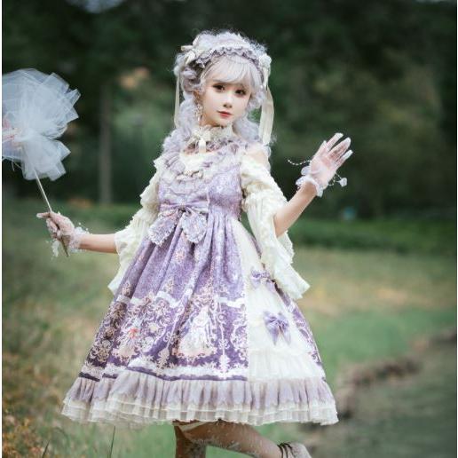 ロリータ服 ジャンスカ2色 秋冬 ドレス ふんわり ミディアム丈