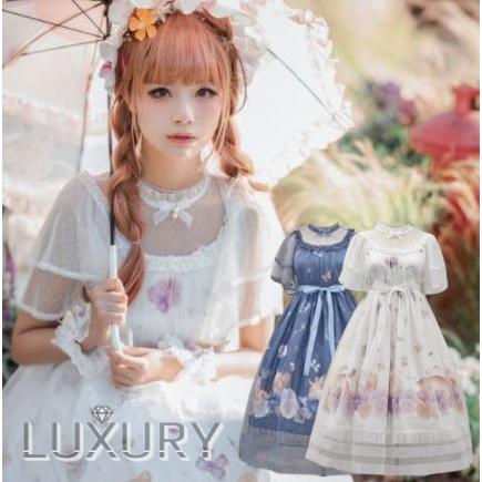 即納 現品限り】ロリータ服 パンジー 半袖 ワンピース NyaNya 春秋