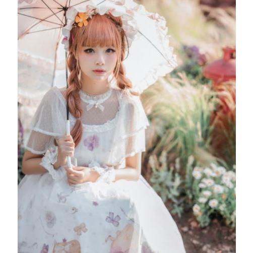 即納 現品限り】ロリータ服 パンジー 半袖 ワンピース NyaNya 春秋