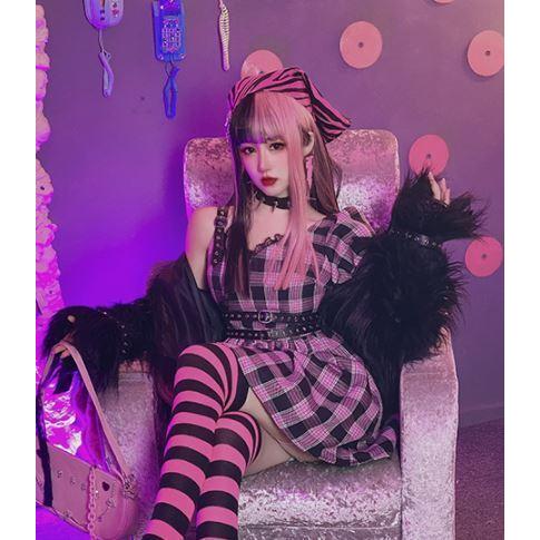 ワンショルダーワンピース Diamondhoney 通年 プリント チェック ベルト ピンク ショート丈 ミニ丈 ガーリー ペンシル かわいい キュート パンク カジュアル 大 Loli3397 Luxury ラグジュアリ 通販 Yahoo ショッピング