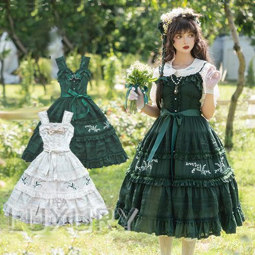 ロリータ服 ロリータファッション ジャンスカ5色 甘ロリ ガーリー ナチュラル ミディアム丈 通年 刺しゅう フラワー お花 かわいい 大きいサイズ Loli3410 Luxury ラグジュアリ 通販 Yahoo ショッピング