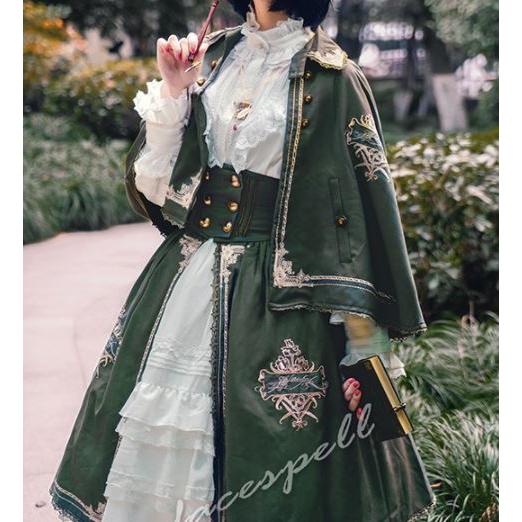 ロリータ服 ロリータファッション ミディアムスカート 3色 秋冬 クラシカル クラロリ 上品 学生風 学園風 英国風 ストライプ コルセット付き ふん_6