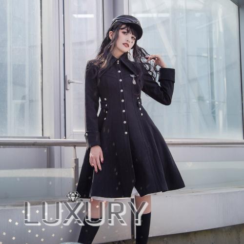 ロリータファッション ａラインコート 秋冬 アウター フレア ブラック 無地 かっこいい おしゃれ エレガント ゴシック ボタン コート ジャケット 羽織り 撮影 Loli3577 Luxury ラグジュアリ 通販 Yahoo ショッピング