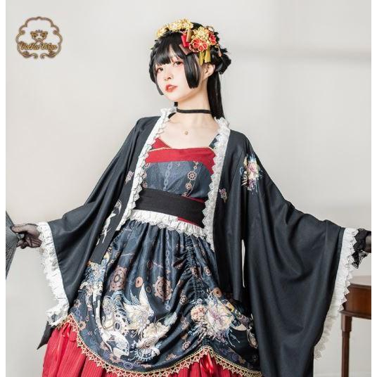 羽織り 和ロリ 和風 ロリィタ Lolita ブラック プリント きつね 和服 着物 カーディガン ミディアム ボリューム ゆったり フリーサイズ ワンサイズ 春秋 通年 お Loli3605 Luxury ラグジュアリ 通販 Yahoo ショッピング