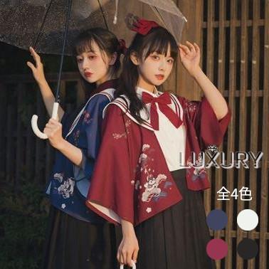 和ロリ 和ロリ 羽織り 4色 撮影 花柄 春秋 4色 秋冬 春物 着物 プリント フリーサイズ ショート丈 おしゃれ 和服 和柄 ゆったり ロリータ イベント Lolita デ 羽織り 和ロリ 撮影 Loli3843 Luxury ラグジュアリ
