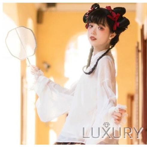 華ロリブラウス Nyanya 大きいサイズ 長袖 バルーンスリーブ ハイネック 透け感 トップス ゴシック ロリータ服 大きいサイズ ハイネック サイズ豊富 チャイナ 中国風 上品 エレガ Loli4069 お呼ばれ かわいい おしゃれ Luxury ラグジュアリ