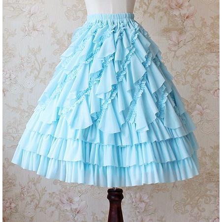 パニエ ペチコート ロリィタ 水色 ロリータ服 ロリータファッション ミドル丈 フリル ペチコート 5色