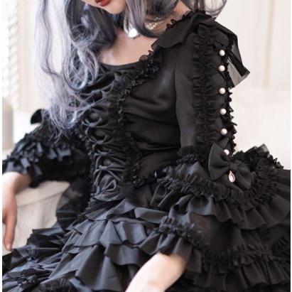 ロリータ服 ロリータファッション おリボン いっぱい 姫袖ブラウス 5色