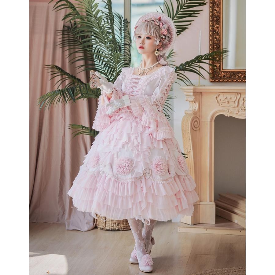 ロリータ服 ロリータファッション シフォン フラワー フリル ロリータ服 ロリータファッション シフォン フラワー フリル