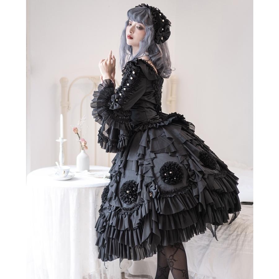 ピナスイートコレクション ブラウススカートセット 黒 メイド ゴスロリ ロリータ SEASONZ ゴスロリ ビスチェ スカート ショート丈 大人ゴシック 原宿