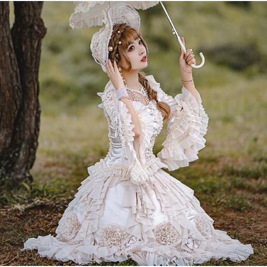 クラシカルロリィタ フリルスカート 前 開き スカート ロリータ服