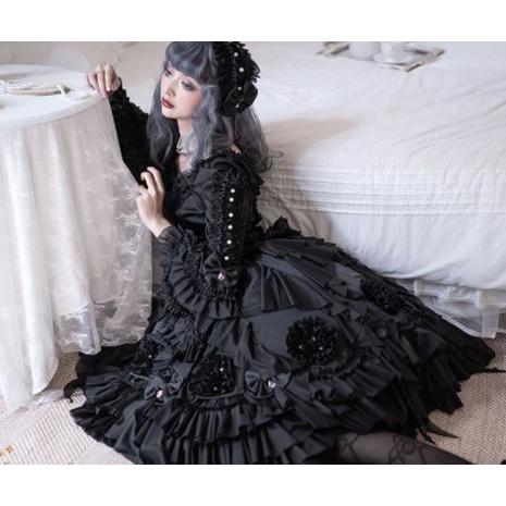 ロリータ服 ロリータファッション シフォン フラワー フリルスカート 5