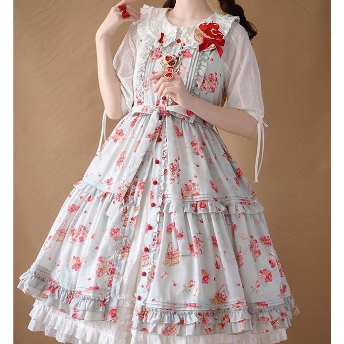 ロリータ服 ロリータファッション りんご 柄ジャンパースカート ロリータ服 ロリータファッション りんご 柄ジャンパースカート