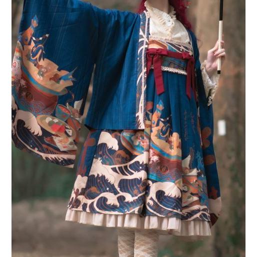 和柄レースアップスカート　スカパン　オッズオン　和ロリ loliloli_loli4386