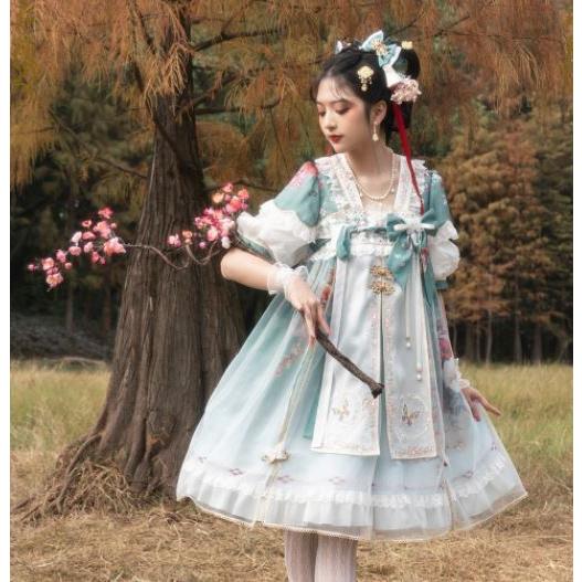 ロリータ服 ロリータファッション 華ロリワンピース 2色 春夏 半袖