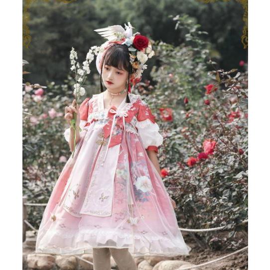 ロリータ服 ロリータファッション 華ロリワンピース 2色 春夏 半袖