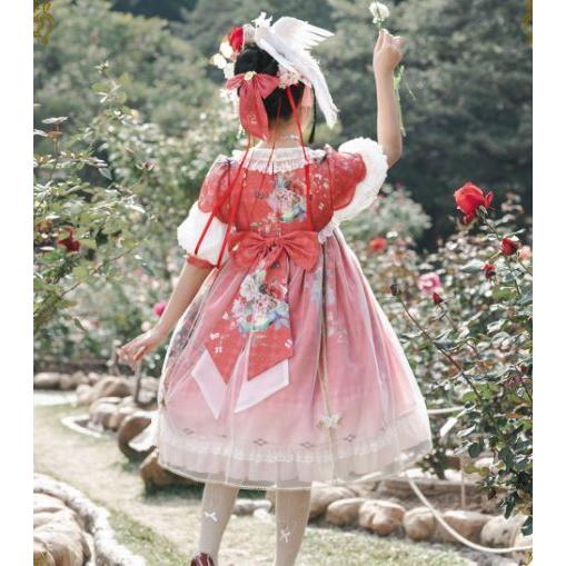 ロリータ服 ロリータファッション 華ロリワンピース 2色 春夏 半袖