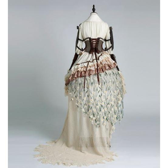 匿名！送料無料！ ロリータ服 ロリータファッション ワンピース＋コルセット＋鳥かごパニエセットアップ クラシカル パンク クラロリ フィッシュテール ドレス ティアード 【IQ1761468337】(62790円)