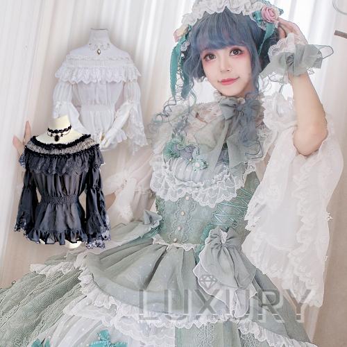 ロリータ服 ロリータファッション シフォンブラウス 2色 ブラック 