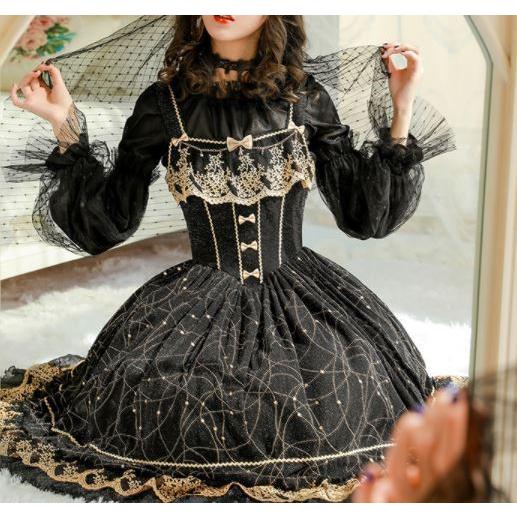 ロリータ服 ロリータファッション ドレスワンピース 2タイプ ラメ 秋冬