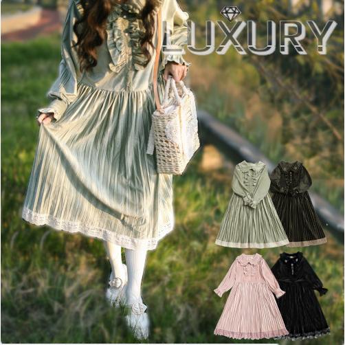 ベロアワンピース エレガン Loli4809ならショッピング ランキングや口コミも豊富なネット通販 更にお得なpaypay残高も スマホアプリも充実で毎日どこからでも気になる商品をその場でお求めいただけます 楽器 手芸 コレクション 4色 Sweetdreamer 秋冬 春秋 長袖