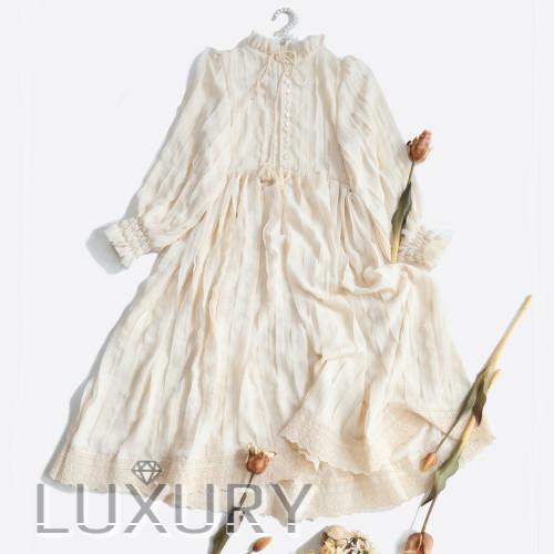 ふわふわ シフォン コスプレ衣装 ロングワンピース Sweetdreamer 春夏 Luxury ラグジュアリのふわふわ 春秋 ロング丈 ゴシック ロリータ服 ハイネック イミテーションパール ウエストマーク フリル フレア Luxury ラグジュアリ Loli4903 無料長期保証