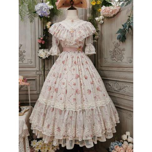 納期40日】ロリータ服 ロリータファッションロココ調 半袖ワンピース