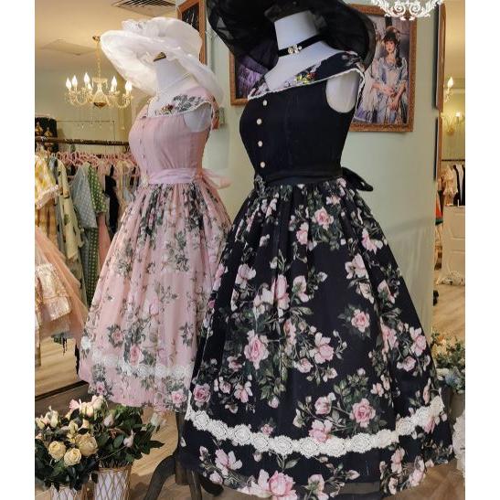 【納期40日】ロリータ服 ロリータファッションローズガーデン ジャンパースカート miss point 春夏 ローズ バラ プリント ノースリーブ リ_4