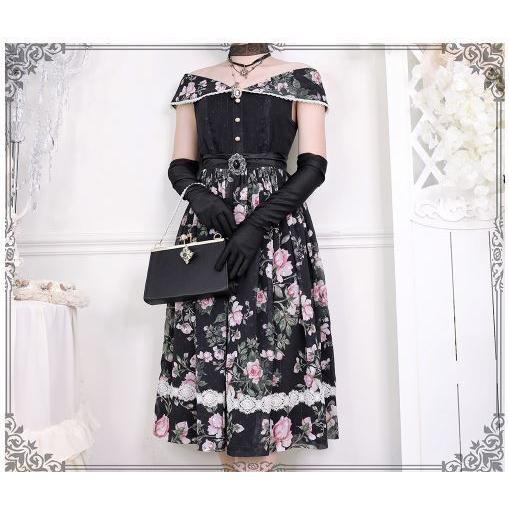 【納期40日】ロリータ服 ロリータファッションローズガーデン ジャンパースカート miss point 春夏 ローズ バラ プリント ノースリーブ リ_8