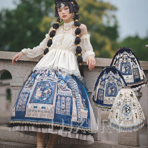 納期40日】ロリータ服 ロリータファッションエジプト調 ロングスカート