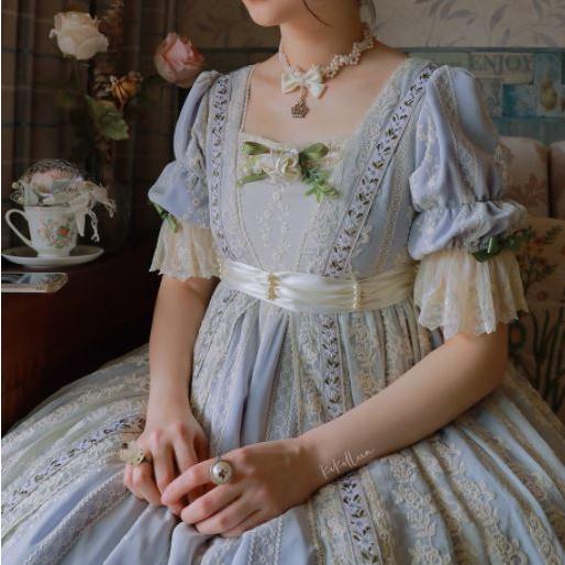 納期40日】ロリータ服 ロリータファッション 薔薇レース リボン