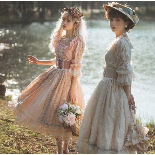 オリジナル【春日礼盒】花嫁 華麗な シフォン ロリータ ワンピース　L174＃ オリジナル【春日礼盒】花嫁 華麗な シフォン ロリータ