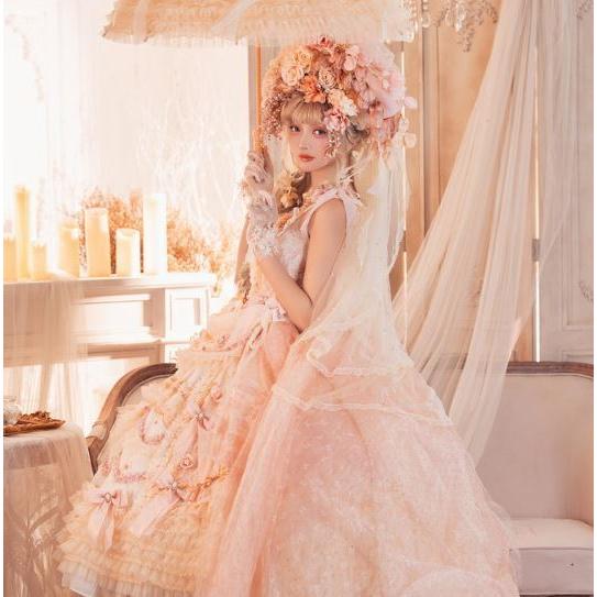 ロリータ服 ロリータファッション ジャンスカ 春夏 ロング ピンク