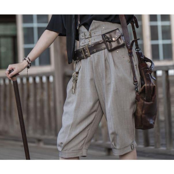 ロリータ服 ロリータファッション ハーフパンツ Steampunk スチームパンク ボトムス 五分丈 ゆったり 入ウエスト おしゃれ かっこいい ワンの画像