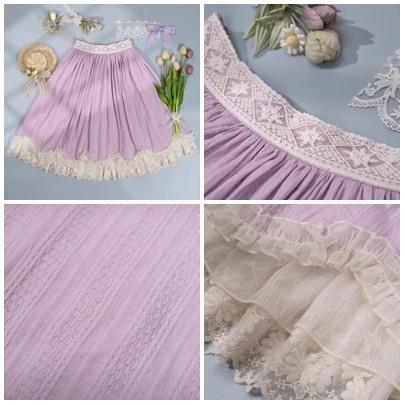 【納期40日】ロリータ服 ロリータファッションスカート 5色 miss point 春秋 春夏 ミディアム丈 ひざ丈 フレア レース シフォン 花柄の画像