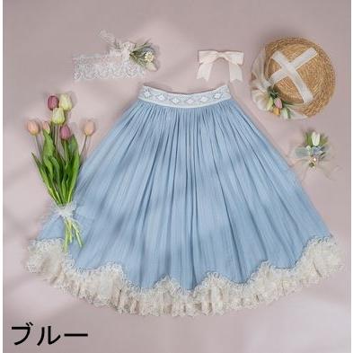 【納期40日】ロリータ服 ロリータファッションスカート 5色 miss point 春秋 春夏 ミディアム丈 ひざ丈 フレア レース シフォン 花柄の画像